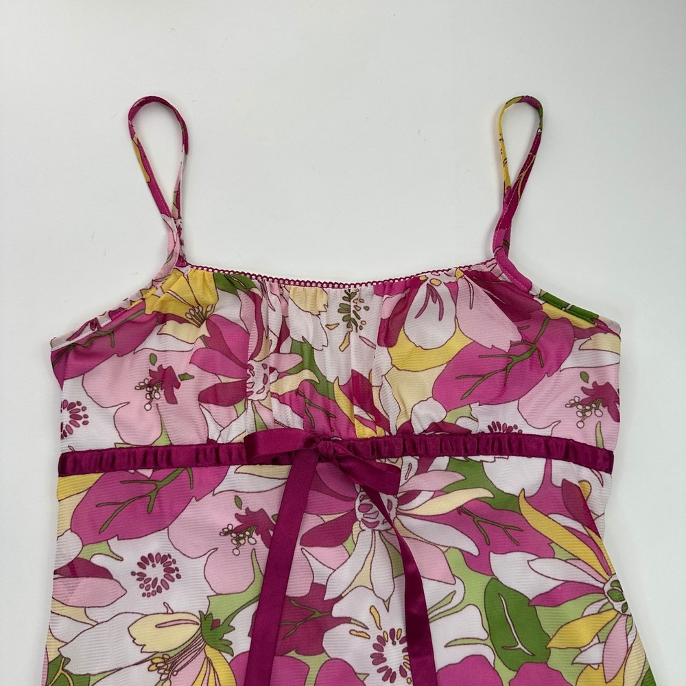 Y2K Faith Passion Floral Dress Womens Medium Pink Yellow Sleeveless Summer Style - Picture 2 of 6
